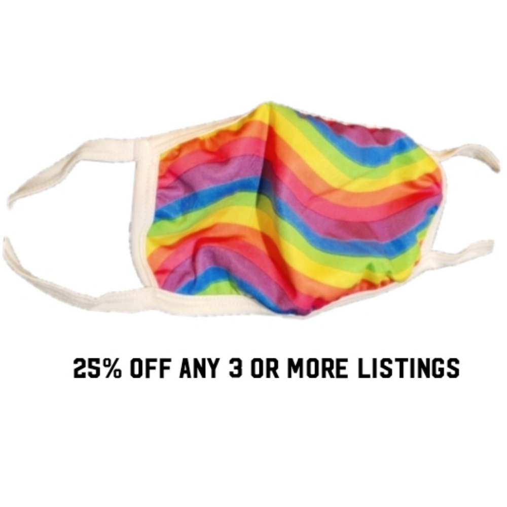 Rainbow Adult Size Face Mask Graphic Design Soft Lined Teen Protection Virus